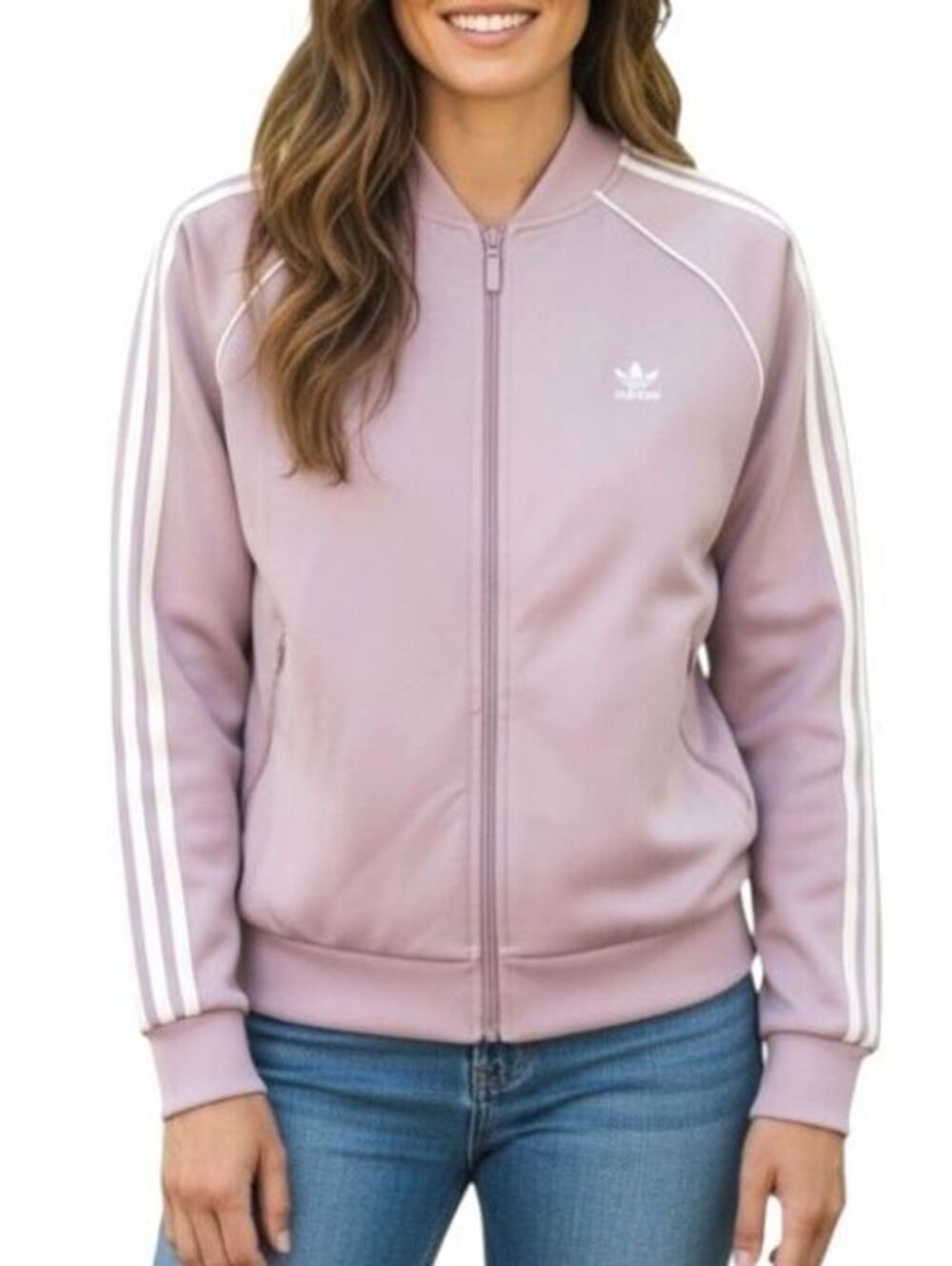 Adidas Originals Womens (XL) Misty Lilac Superstar Track Jacket Zippered Pockets